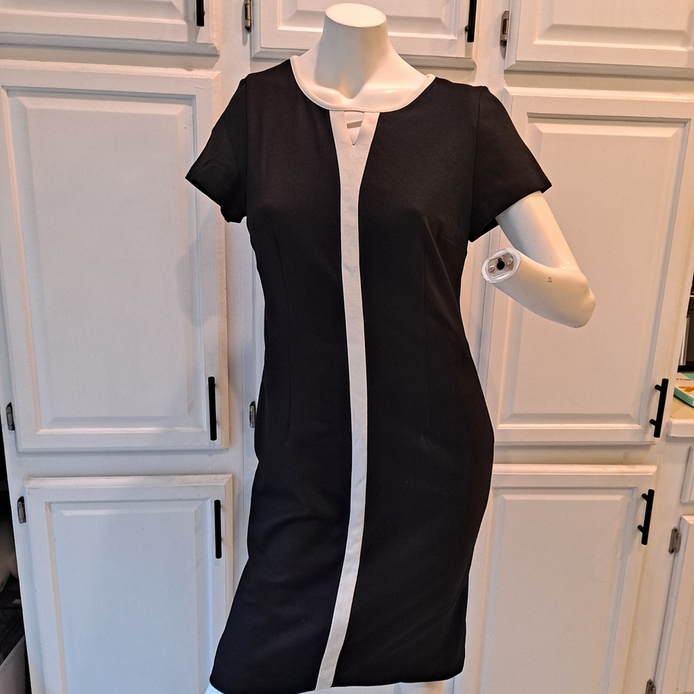Talbots Black and White Petite Midi Dress